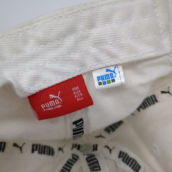 Puma Slideback Baseball Cap White One Size Adjustable Embroidered Vented Holes - Picture 9 of 9